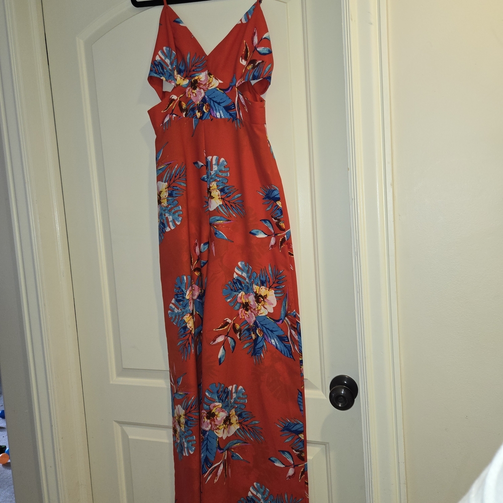 Forever 21 Red Floral Jumpsuit